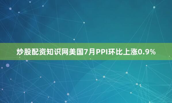 炒股配资知识网美国7月PPI环比上涨0.9%